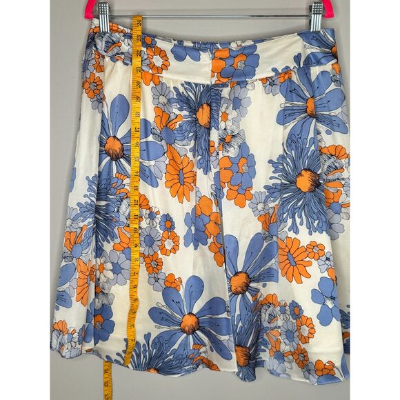 Liz Claiborne Silk Floral Skirt & Knit Top Set Coral Blue Chic Coastal Spring L - Picture 6 of 6